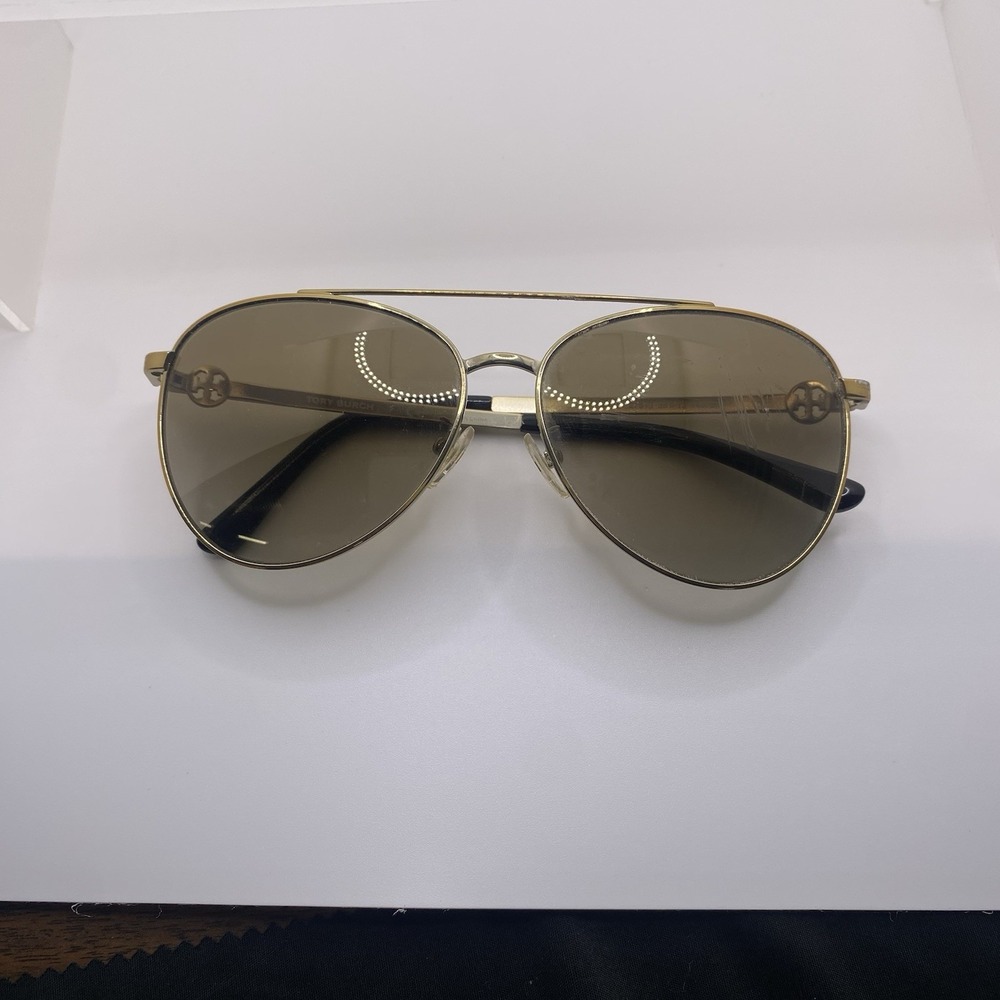 Tory Burch Sunglasses FRAME ONLY TY6074 Aviator 58-13-140 Gold Black 818